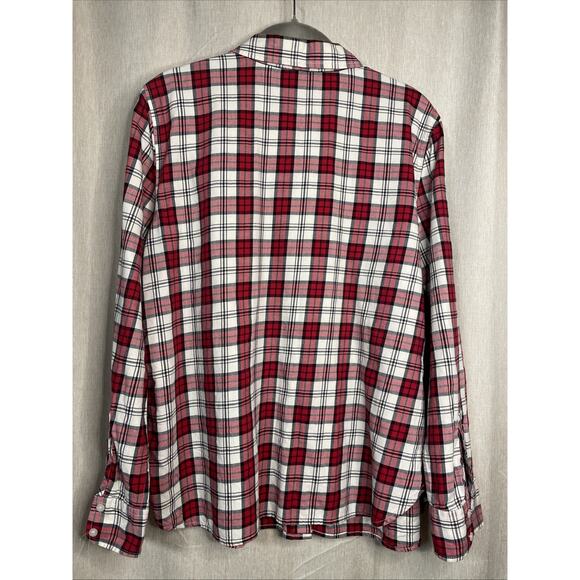 Talbots Women’s Size Large - Button Down Cotton Short - Red & Metallic Plaid - Picture 4 of 6